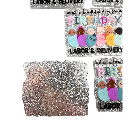 10 pc glitter Labor and Delivery RN Nurse acrylic flat back charm for badge reel - Picture 3 of 3